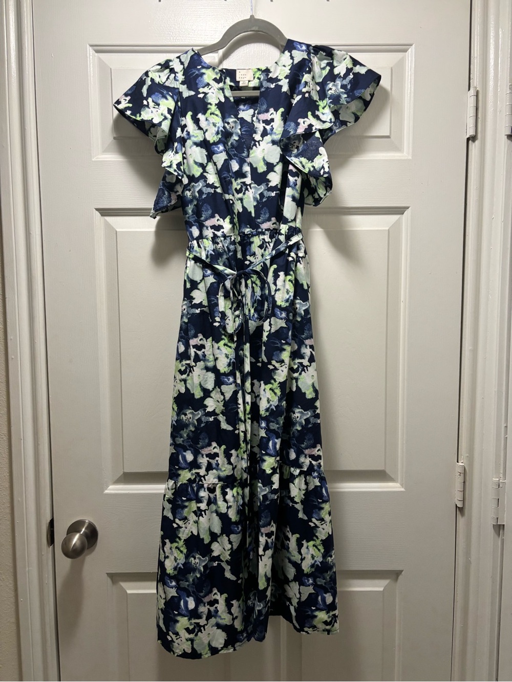 a new day Navy Floral Maxi Dress with White and Light Green Accents